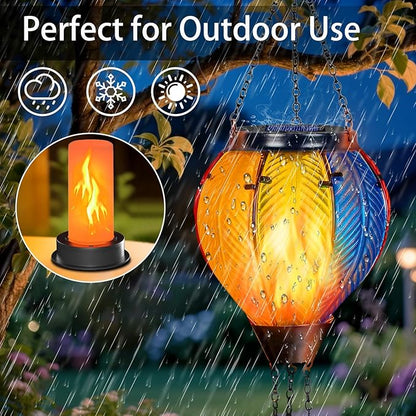 4 Pack Solar Light Replacement Top with Flickering Flame, Waterproof Solar Light Parts for Hot Air Balloon Lanterns (Fits 2.87 to 3.35 Inch Openings) Replacement Kit for Outdoor Decor Garden Patio