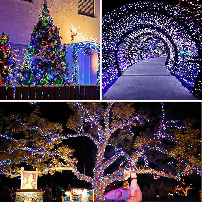 Solar String Lights Outdoor, 4 Pack 288FT 800 LED Solar Twinkle Lights for Outside Waterproof Copper Wire with 8 Modes Fairy Decorations for Garden Yard Wedding Christmas Tree Decor (Multicolor)