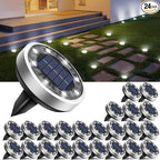 24-Pack Solar Ground Disk Lights, Cool White Waterproof LED
