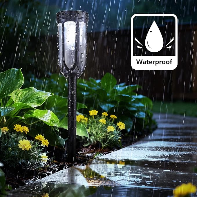 Lomotech Solar Pathway Lights - 8 Pack Solar Lights Outdoor Waterproof, Bright LED Solar Garden Lights for Patio Landscape Lawn Yard Walkway Driveway (White)