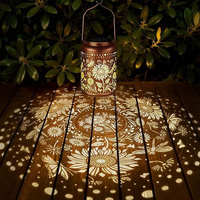 Birthday Gifts for Women Mom Grandma, Sunflower Gardening Gifts for Women, Solar Lantern Outdoor Waterproof Garden Decor Hanging Solar Lights Yard Decorations Outdoor, Backyard, Patio, Porch