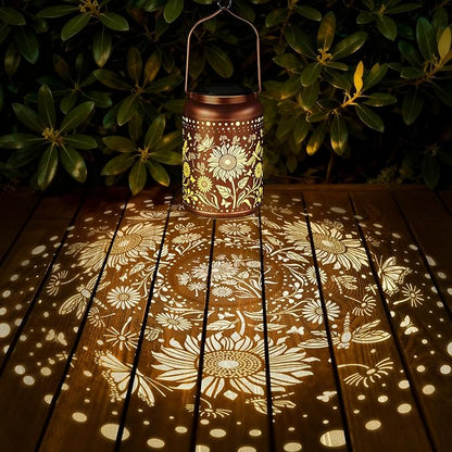 Birthday Gifts for Women Mom Grandma, Sunflower Gardening Gifts for Women, Solar Lantern Outdoor Waterproof Garden Decor Hanging Solar Lights Yard Decorations Outdoor, Backyard, Patio, Porch
