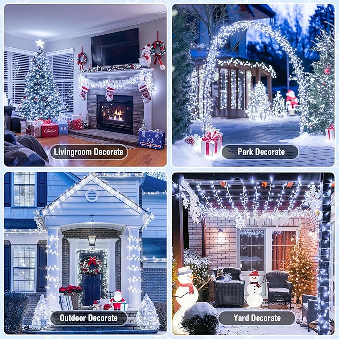 Christmas String Lights, 33ft 100 LED Waterproof Twinkle Lights
