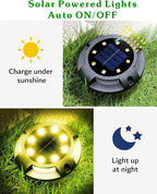 12-Pack Warm White In-Ground Solar Lights, Flat LED Garden