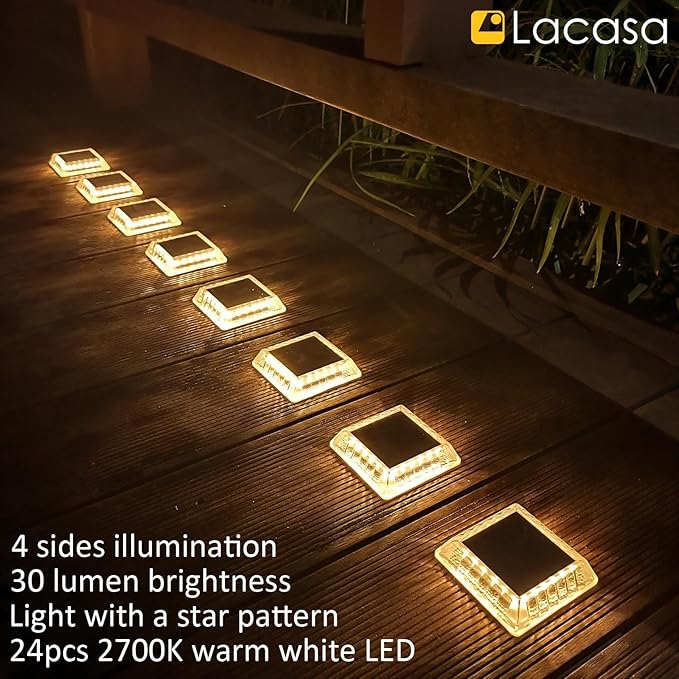 8-Pack Warm White Solar Path Lights, Outdoor Walkway LED