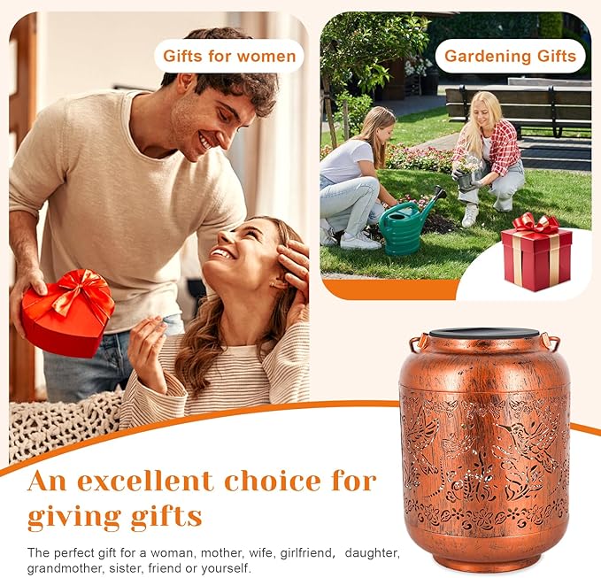 Hummingbird Solar Lanterns Outdoor Waterproof Gifts for Women Mom Grandma Garden Decor Metal Hanging Solar Lights for Yard Hummingbird Birthday Mothers Day Gardening Gifts