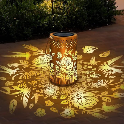 PHILORN Butterfly USB-C Solar Lanterns Outdoor Waterproof Rose Garden Decor Birthday Gifts for Mom Grandma Women Metal Hanging Solar Lights Decorations for Backyard Patio Lawn Porch Landscape