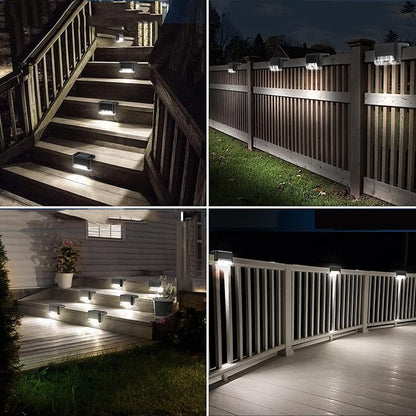 pearlstar Solar Deck Lights,16 Pack Step Light Waterproof LED Stair Lights,Outdoor Solar Fence Light for Deck, Stairs,Step,Yard,Patio,and Pathway (White),Black