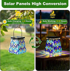 Classic Mosaic Solar Lanterns for Garden, Waterproof LED