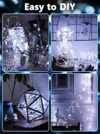 4-Pack 33ft Christmas LED String Lights, Waterproof Timer Lights