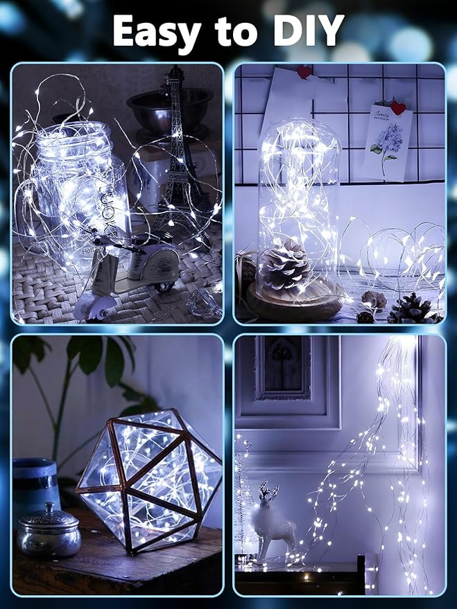 4-Pack 33ft Christmas LED String Lights, Waterproof Timer Lights