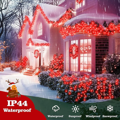 4-Pack 400 LED Christmas Twinkle Lights, 132ft Waterproof for Porch