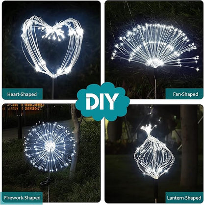 JJGoo Solar Firework Lights, 2 Pack 180 LEDs 2 Lighting Modes Solar Lights Outdoor Waterproof for Garden Patio Walkway Pathway Party Wedding Christmas Decorative - Cool White