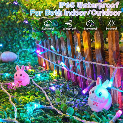 Pastel Easter Lights String Battery Operated Total 100LED 33ft for Easter Decorations for Home Outdoor Indoor Waterproof with Timer for Party Decorations, Multicolor