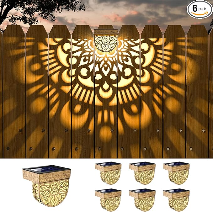 6-Pack Solar Fence Step Lights, Gold Waterproof