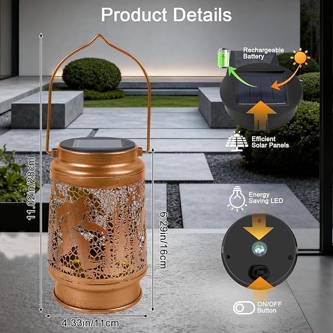 Bigfoot Solar Lanterns Gifts - Bigfoot Solar Lanterns Outdoor Waterproof, Big Foot Sasquatch Metal Hanging LED Solar Lights for Yard Patio Lawn Tabletop Garden Decor Christmas Father‘s Day