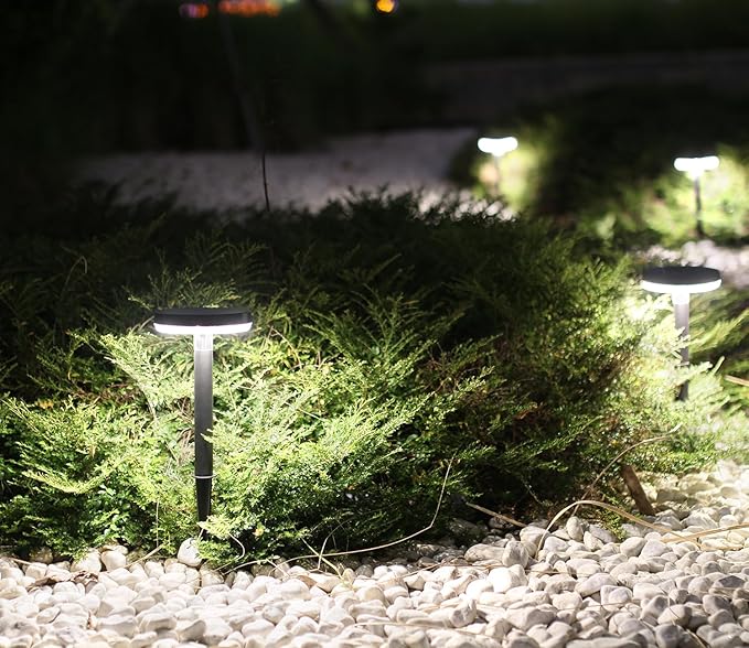 DAWALIGHT Solar Path Lights 4 Pack, IP65 Waterproof Outdoor Pathway Lights 3000K Warm White, Solares Yard Lights for Garden Landscape Walkway Patio Decor