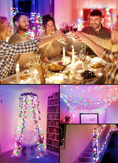 8ft Christmas LED String Lights, Waterproof Timer Lights