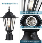 Black Lamp Post Light with Planter, Solar Outdoor