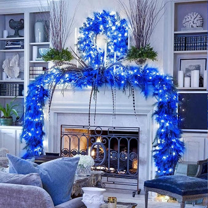 JMEXSUSS 33ft 100 LED Blue Christmas Tree Lights, Battery Operated Christmas Lights with 8 Modes Remote Waterproof Outdoor Indoor for Halloween Christmas Outside Decorations (Pack of 2)