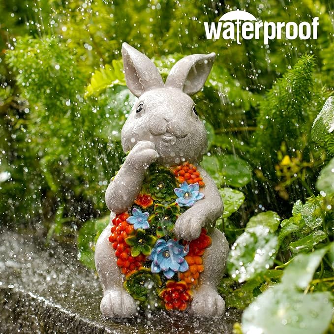 Solar Bunny Statue Light, Yard Decor