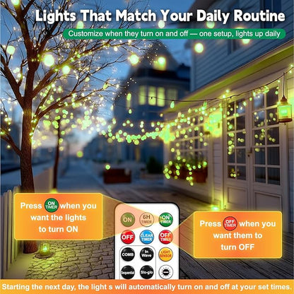 HXWEIYE Rechargeable Fairy Lights with Remote, 2 Pack 33ft 100LED Twinkle Lights with DIY Timer & Light Sensor, Waterproof Outdoor String Lights for Bedroom Patio Christmas Tree Decor, Green