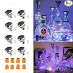 8-Pack LED Wine Bottle Fairy Lights, Solar Cork