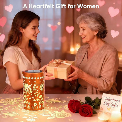 Solar Lanterns Outdoor Waterproof: 1 Pack Butterfly Rose Hollow Decorative Lantern with Handle - Warm & Cool Light Auto On/Off IP65 Waterproof - 10H Lighting Patio Decor Gift for Women