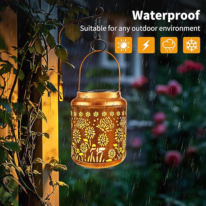 Solar Butterfly Lanterns 2-Pack, Backyard Hanging LED Decor