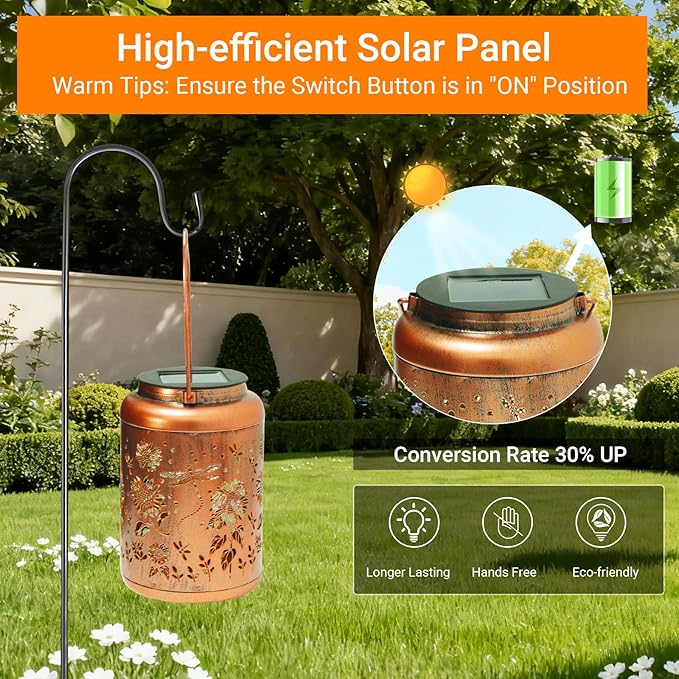 Solar Lanterns Outdoor Waterproof Dragonfly Garden Decor, Birthday Gifts for Women Mom Grandma Seniors, Metal Hanging Lanterns Decorative Colorful LED Lights for Lawn, Yard, Patio, Backyard, Porch