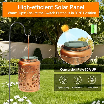 Solar Lanterns Outdoor Waterproof Dragonfly Garden Decor, Birthday Gifts for Women Mom Grandma Seniors, Metal Hanging Lanterns Decorative Colorful LED Lights for Lawn, Yard, Patio, Backyard, Porch