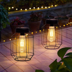 2-Pack Backyard Solar Backyard Lanterns, Metal Waterproof LED