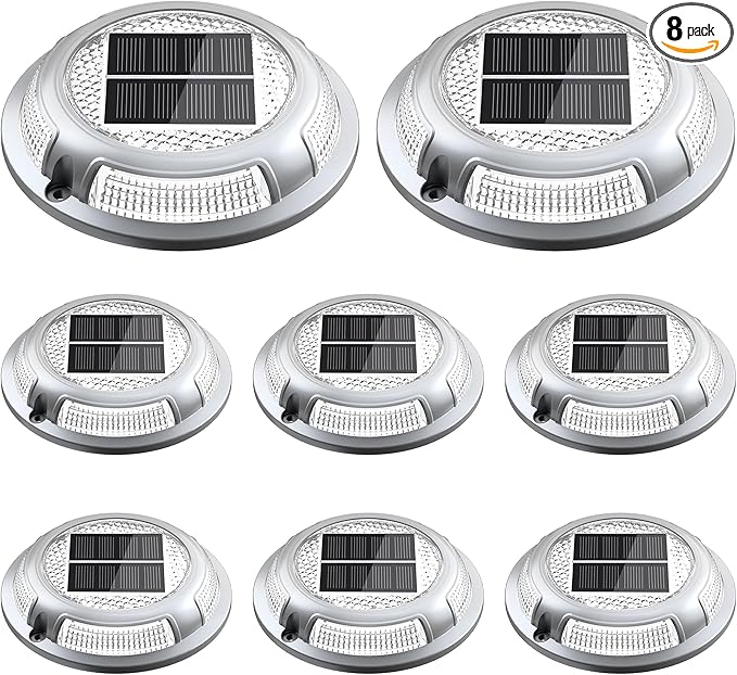 Solar Deck Lights 8-Pack, Waterproof LED