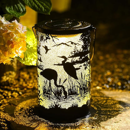 Solar Lantern Outdoor Waterproof Bird Garden Decor Birthday Gifts for Women Mom Grandma Hanging Solar Lights Metal Decoration Outside for Yard Patio Backyard Porch
