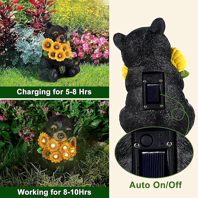Bear Solar Lawn Figurine Light, Waterproof