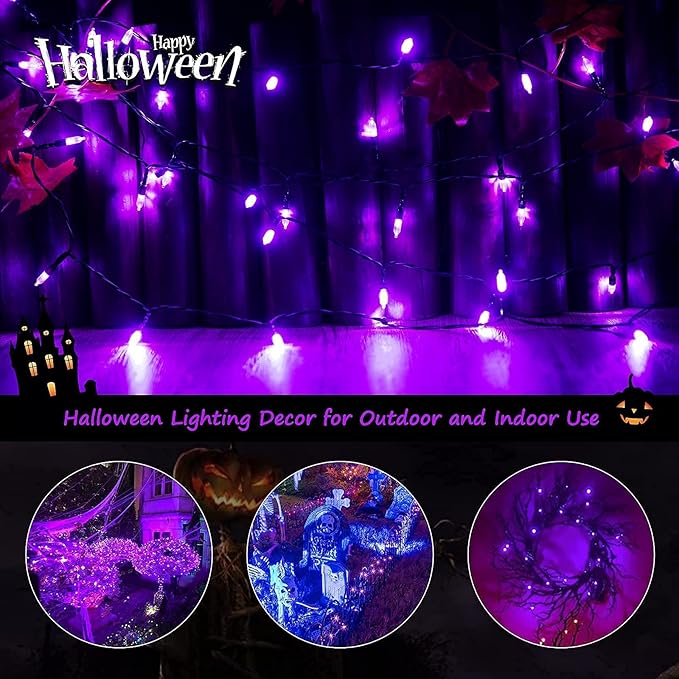 Christmas Porch String Lights 2-Pack, 50 LED Waterproof
