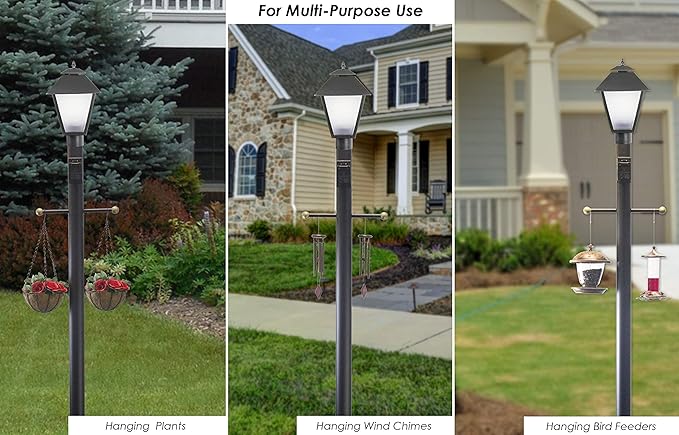 Solus SCA-335-2PK 15" Aluminum Cross Arm Ladder for Outdoor Lamp Posts and Poles, Easy to Mount, Maintenance Free and Weather Resistant, Black Bar with Gold Caps, Pack of 2