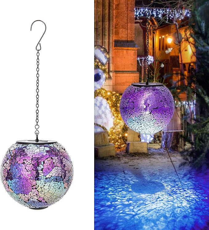 Mosaic Solar Hanging Lanterns, Elegant Yard Decor