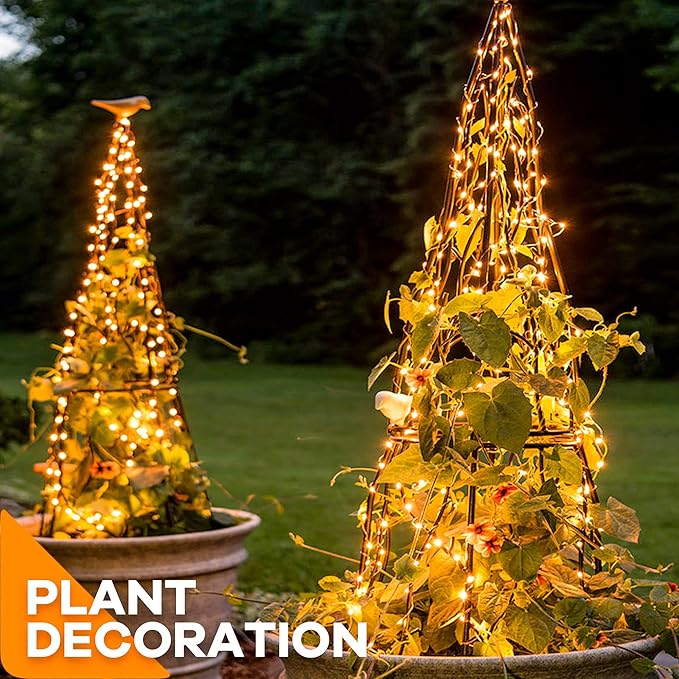 10 Strands 200 LED Firefly Bunch Lights, Waterproof, Plug in String Lights for Waterfall Vine String Lights Watering Can Lights Outdoor Garden, Warm White