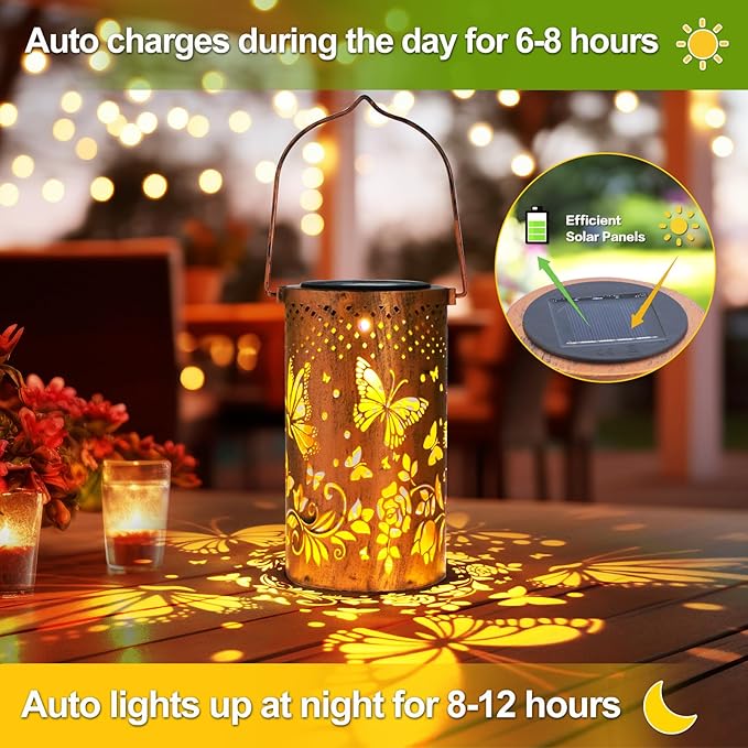 Butterfly Solar Hanging Lanterns, Decorative Porch Decor