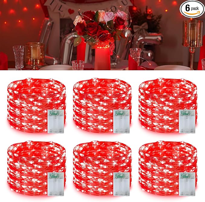 Christmas Fairy Lights 6-Pack, 16ft 50 LED Battery Twinkle Lights