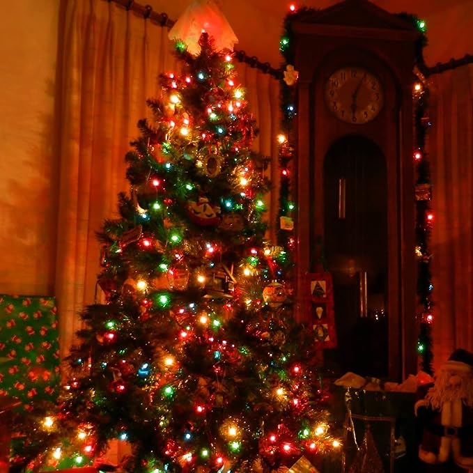 2-Pack 32ft Christmas LED String Lights, Waterproof Timer Lights