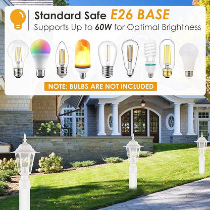 GRUENLICH Outdoor Post Light, White Waterproof Lamp Post Lights Fxiture, Aluminum Pole Lantern for Outside Yard Pathway Garden, 2 Pack