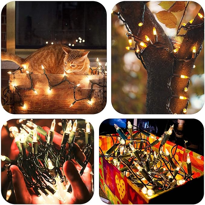 2-Pack 50 LED Christmas Twinkle Lights, Waterproof for Porch