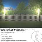 Post Lighting Fixture for Outdoor Posts, Warm White Waterproof