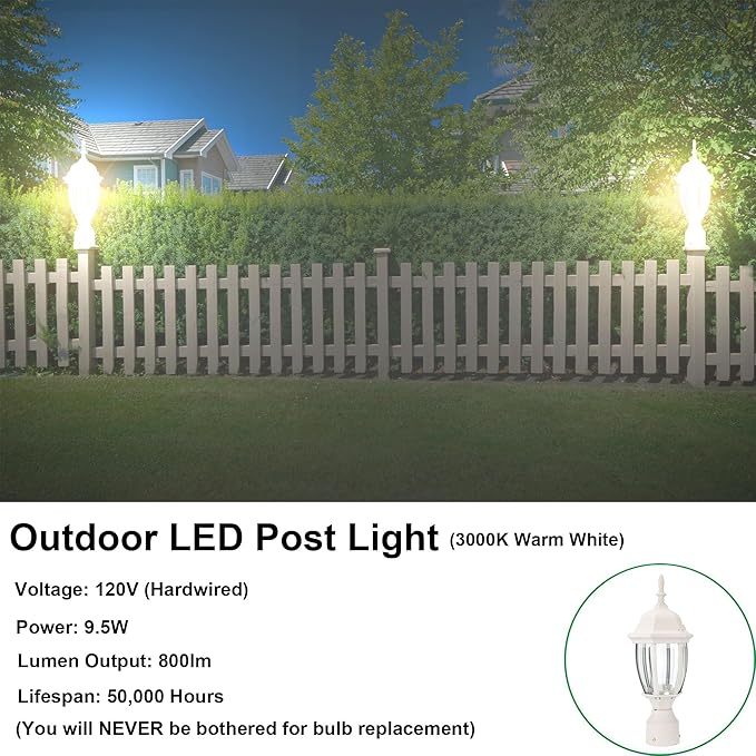 Post Lighting Fixture for Outdoor Posts, Warm White Waterproof