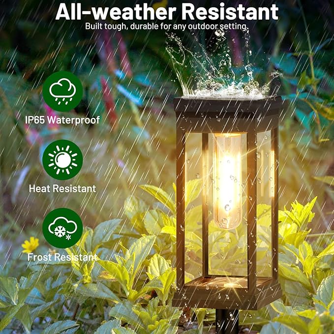 BesLowe Upgraded Solar Pathway Lights Outdoor, 12-Pack Large LED Solar Light Outdoor Waterproof, Super Bright Outside Lights for Yard, Sun-Powered Landscape Lighting for Garden Walkway, Warm White