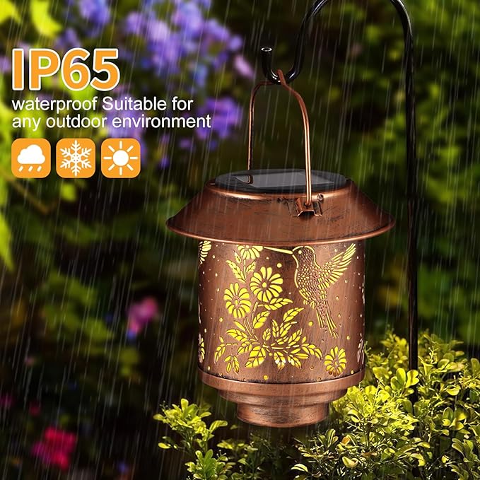 Hummingbird Solar Lantern Set, Elegant Patio Lighting