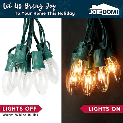 Joiedomi Christmas C9 Pathway Lights Outdoor Decorations 24 Packs, 30.75ft Xmas Warm White Pathway Marker String Lights for Holiday Waterproof Outside Yard Garden, Party, Walkway Decor
