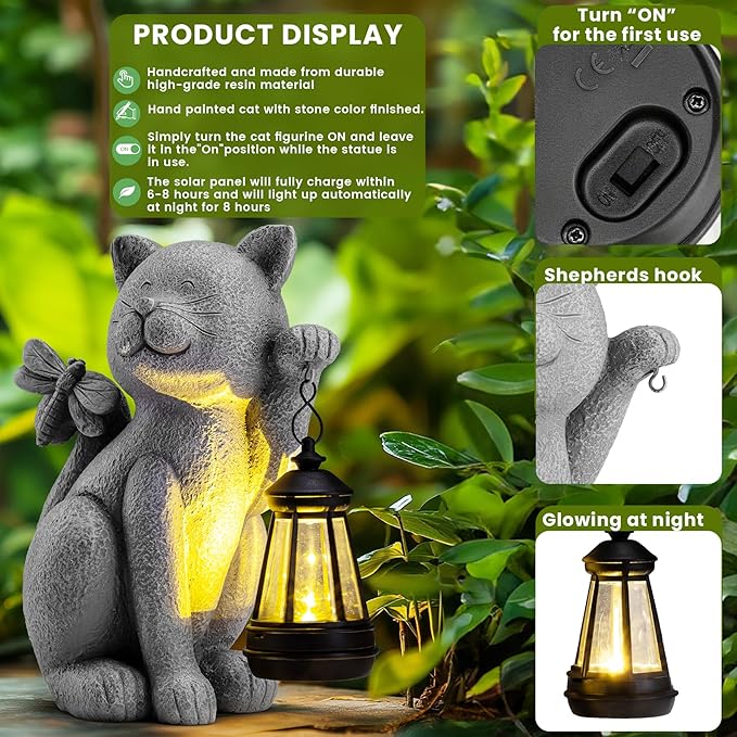 Cat Solar Lawn Figurine Light, Waterproof